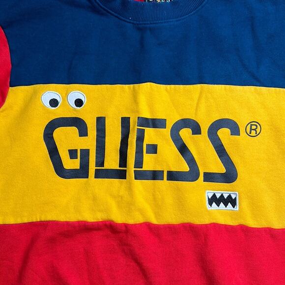 Guess X J Balvin Tricolor-block Logo Sweatshirt Color Block Graphic - Picture 4 of 12